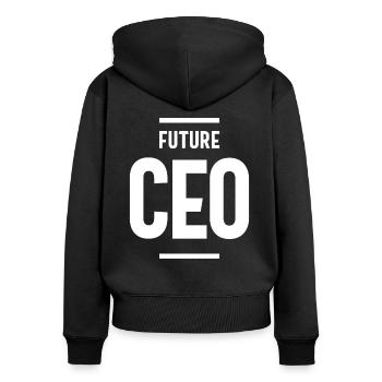 Cadeau du titre du futur poste de PDG - Sweat à capuche zippé Premium bio Femme - noir - Dos - Julia (174cm)