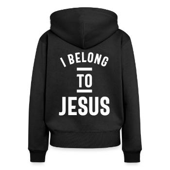 I Belong To Jesus Soccer Basketball Football - Women's Premium Organic Zip Hoodie - black - Back - Julia (174cm)