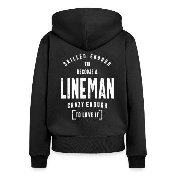 Chemise de monteur de lignes - Sweat à capuche zippé Premium bio Femme - noir - Dos - Julia (174cm)