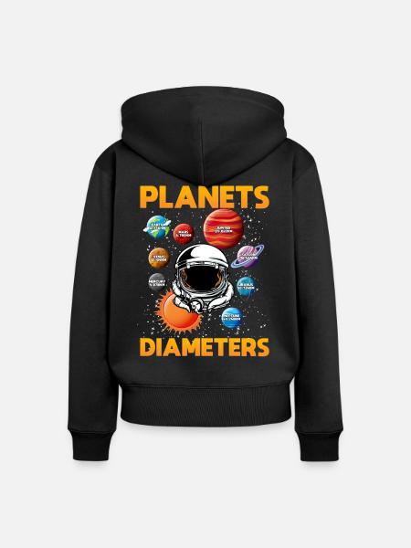 Durchmesser Von Planeten, Solarsystem, Planet - Frauen Premium Bio Zip Hoodie - Schwarz
