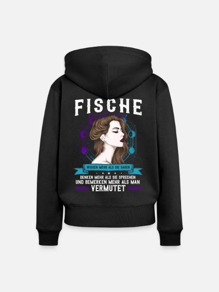 Pisces Tierkreiszeichen, Fische - Frauen Premium Bio Zip Hoodie - Schwarz