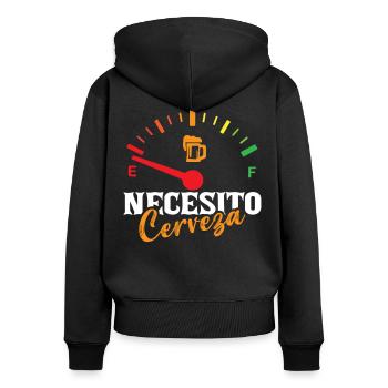 Lustiges Mexikanisches Bier Necesito Cerveza - Frauen Premium Bio Zip Hoodie - Schwarz - Hinten - Julia (174cm)