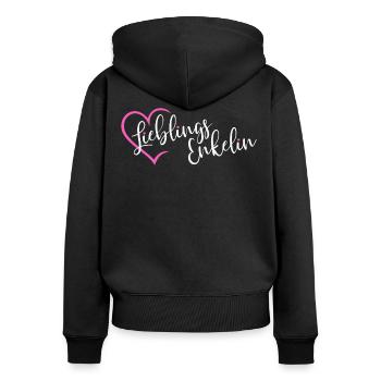 Lieblingsenkelin Lieblings Enkelin - Frauen Premium Bio Zip Hoodie - Schwarz - Hinten - Julia (174cm)