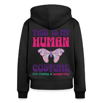 Costume Papillon Humour Costume D'Halloween - Sweat à capuche zippé Premium bio Femme - noir - Dos - Julia (174cm)