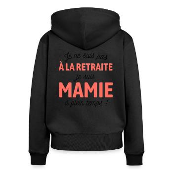 Mamie à plein temps - Sweat à capuche zippé Premium bio Femme - noir - Dos - Julia (174cm)