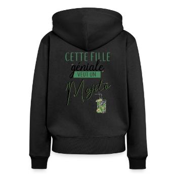 Cette fille veut un mojito - Sweat à capuche zippé Premium bio Femme - noir - Dos - Julia (174cm)
