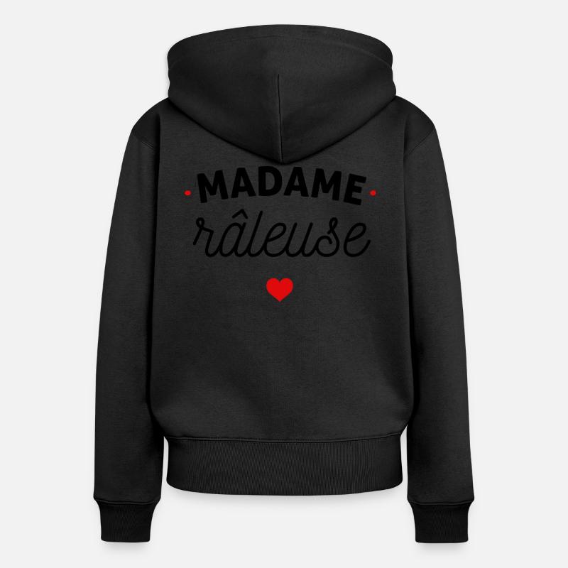 Madame râleuse - Sweat à capuche zippé Premium bio Femme - noir