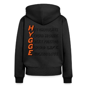 Style de vie HYGGE - Sweat à capuche zippé Premium bio Femme - noir - Dos - Julia (174cm)