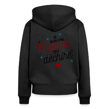 Je suis une maman déchire - Sweat à capuche zippé Premium bio Femme - noir - Dos - Julia (174cm)