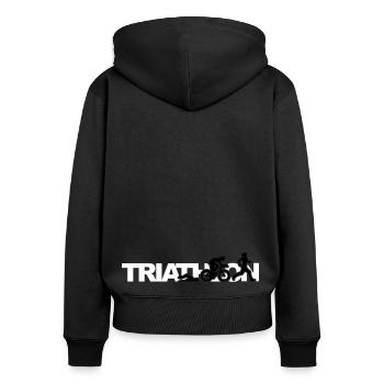 Triathlon femme 2 couleurs - Sweat à capuche zippé Premium bio Femme - noir - Dos - Julia (174cm)
