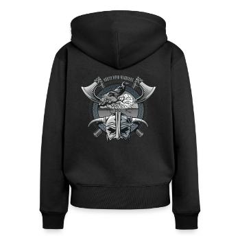 North Wind Warriors - Frauen Premium Bio Zip Hoodie - Schwarz - Hinten - Julia (174cm)