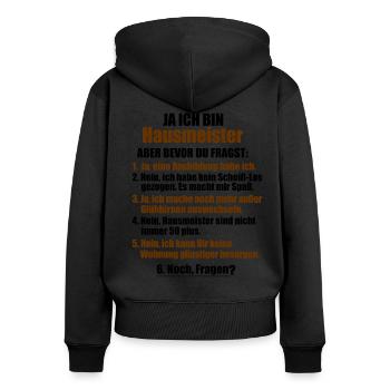 Profession Concierge Emploi Proverbes Drôles - Sweat à capuche zippé Premium bio Femme - noir - Dos - Julia (174cm)