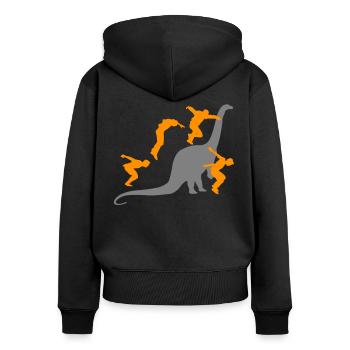 Parkour Parkour Runner Obstacle Parkour Dinosaures - Sweat à capuche zippé Premium bio Femme - noir - Dos - Julia (174cm)