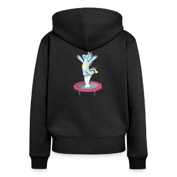 ENFANTS TRAMPOLINE UNICORN UNICORN gymnastique fitness - Sweat à capuche zippé Premium bio Femme - noir - Dos - Julia (174cm)