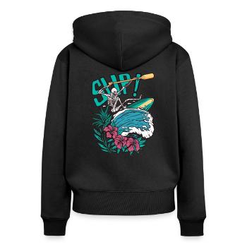 SUP Surfer Stand Up Paddle Surfing Skeleton Wave - Women's Premium Organic Zip Hoodie - black - Back - Julia (174cm)