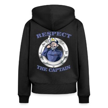 Sailing sail sailor ship yacht CAPTAIN sailboat - Women's Premium Organic Zip Hoodie - black - Back - Julia (174cm)