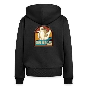 Töpfern Töpferscheibe Töpfer Handarbeit Töpfern - Frauen Premium Bio Zip Hoodie - Schwarz - Hinten - Julia (174cm)