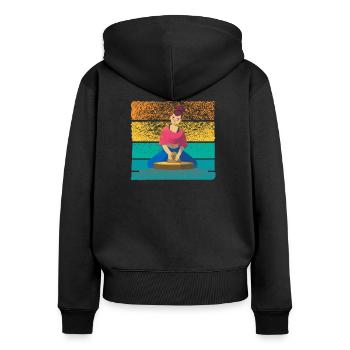 Töpfern Töpferscheibe Töpfer Handarbeit Vintage - Frauen Premium Bio Zip Hoodie - Schwarz - Hinten - Julia (174cm)