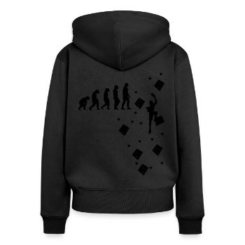 Escalade Bouldering Alpinisme Evolution Grimpeur - Sweat à capuche zippé Premium bio Femme - noir - Dos - Julia (174cm)