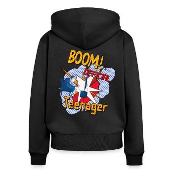 Gamer PC game gaming gambleteen teen 12 years old - Women's Premium Organic Zip Hoodie - black - Back - Julia (174cm)