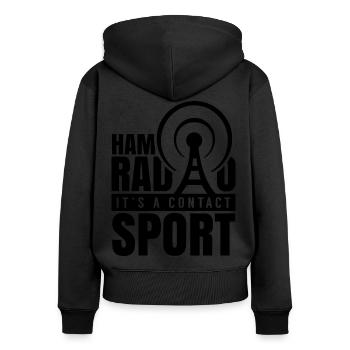 Amateurfunk Es Ist Ein Kontaktsport Amateurfunker - Frauen Premium Bio Zip Hoodie - Schwarz - Hinten - Julia (174cm)