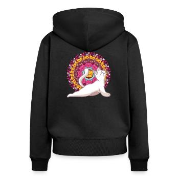 Yoga Chakra Mandala Meditation Yoga Katze Pilates - Frauen Premium Bio Zip Hoodie - Schwarz - Hinten - Julia (174cm)