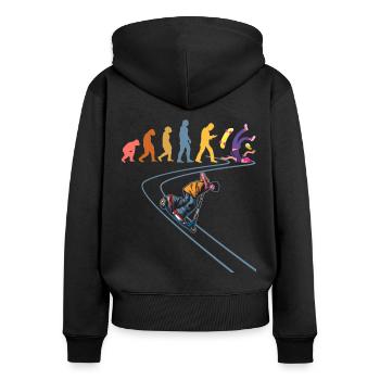 Tretroller Stuntscooter Rollen Stunt-Roller - Frauen Premium Bio Zip Hoodie - Schwarz - Hinten - Julia (174cm)