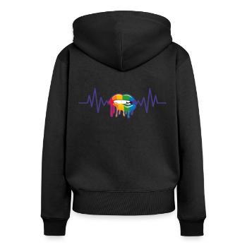 LGBTQ lesbischen pride Lesben Flaggen Lippen LGBTQ - Frauen Premium Bio Zip Hoodie - Schwarz - Hinten - Julia (174cm)