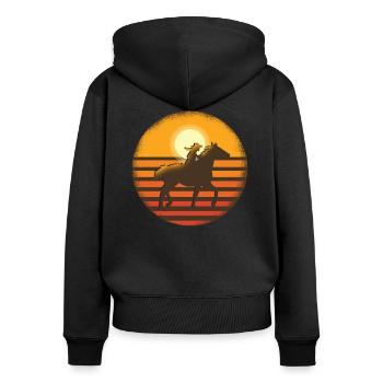 Western Équitation femmes chevaux filles cheval Western - Sweat à capuche zippé Premium bio Femme - noir - Dos - Julia (174cm)