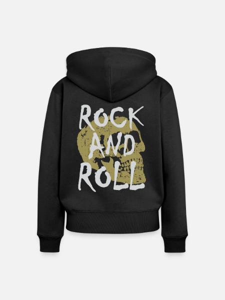 Rock And Roll - Frauen Premium Bio Zip Hoodie - Schwarz