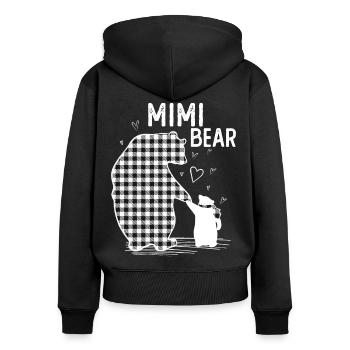 Mimi Bear - Women's Premium Organic Zip Hoodie - black - Back - Julia (174cm)