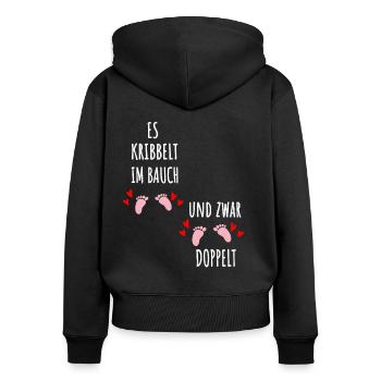 Mama 2020 Zwillinge Schwangerschaft Schwanger - Frauen Premium Bio Zip Hoodie - Schwarz - Hinten - Julia (174cm)