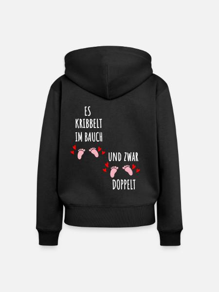 Mama 2020 Zwillinge Schwangerschaft Schwanger - Frauen Premium Bio Zip Hoodie - Schwarz