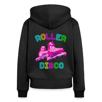 Roller Disco Skating Rollschuhe Retro 70er 80er - Frauen Premium Bio Zip Hoodie - Schwarz - Hinten - Julia (174cm)