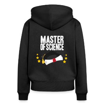 Master of Science Degree Uni Diploma Degree - Sweat à capuche zippé Premium bio Femme - noir - Dos - Julia (174cm)