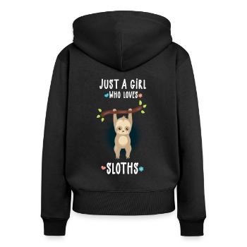 Fille paresseuse - Sweat à capuche zippé Premium bio Femme - noir - Dos - Julia (174cm)