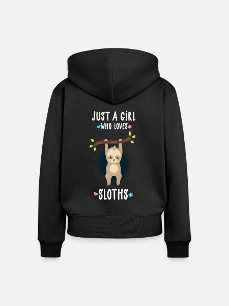 Faultier Mädchen - Frauen Premium Bio Zip Hoodie - Schwarz