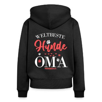 Weltbeste Hunde Oma Frauchen Hunde Spruch Geschenk - Frauen Premium Bio Zip Hoodie - Schwarz - Hinten - Julia (174cm)