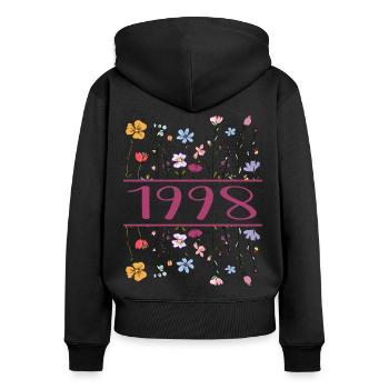 1998 Legendär Seit 1998 Geburtstag 1998 Frauen - Frauen Premium Bio Zip Hoodie - Schwarz - Hinten - Julia (174cm)