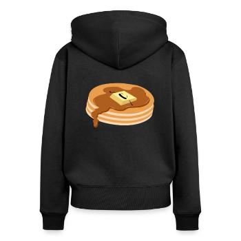 Pfannkuchen mit Butter und Sirup - Frauen Premium Bio Zip Hoodie - Schwarz - Hinten - Julia (174cm)