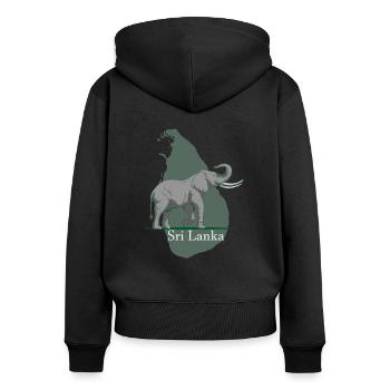 Sri Lanka Elefant - Frauen Premium Bio Zip Hoodie - Schwarz - Hinten - Julia (174cm)
