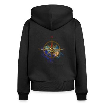Compass Life Travel Live Compass Compass - Sweat à capuche zippé Premium bio Femme - noir - Dos - Julia (174cm)