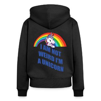 Unicorn Unicorn NOT WEIRD Shirt Gift - Sweat à capuche zippé Premium bio Femme - noir - Dos - Julia (174cm)