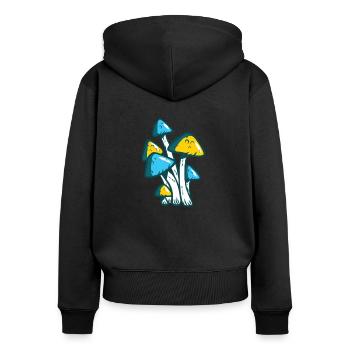 Pilz PSY Pilze Psytrance Psychedelic Techno Musik - Frauen Premium Bio Zip Hoodie - Schwarz - Hinten - Julia (174cm)