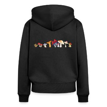 Ramasseur de champignons ramasseur de champignons champignons chasseur de champignons - Sweat à capuche zippé Premium bio Femme - noir - Dos - Julia (174cm)
