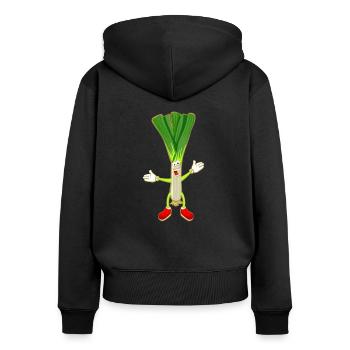 Leek chives vegetables leek leek graphic - Women's Premium Organic Zip Hoodie - black - Back - Julia (174cm)