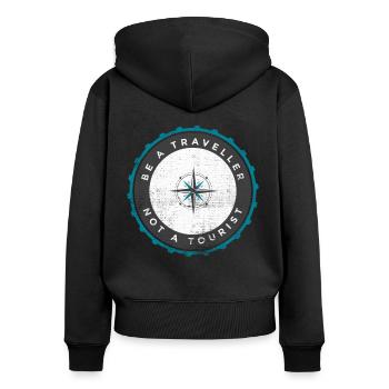 Weltreise Weltkarte Kontinent Urlaub Geschenk - Frauen Premium Bio Zip Hoodie - Schwarz - Hinten - Julia (174cm)