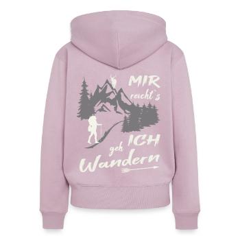 Mir reichts ich geh wandern - Frauen Premium Bio Zip Hoodie - Altrosa - Hinten - Julia (174cm)