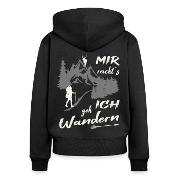 Mir reichts ich geh wandern - Frauen Premium Bio Zip Hoodie - Schwarz - Hinten - Julia (174cm)