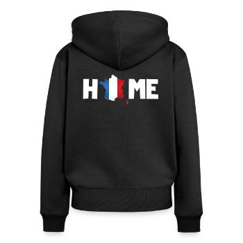 Cadeau maison France - Sweat à capuche zippé Premium bio Femme - noir - Dos - Julia (174cm)